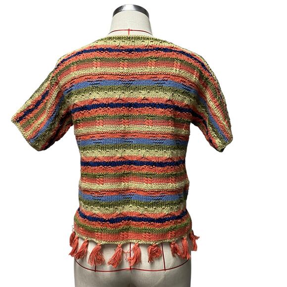 Vintage Womens Knit Floral Embroidered Short Sleeve Sweater Top - Picture 5 of 5